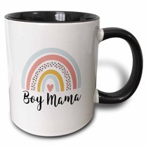 3drose, Boy Mama Cute Blue Boho Rainbow Heart - Mom of Sons Boys - Mothers Day, 11oz Two-tone Black Mug