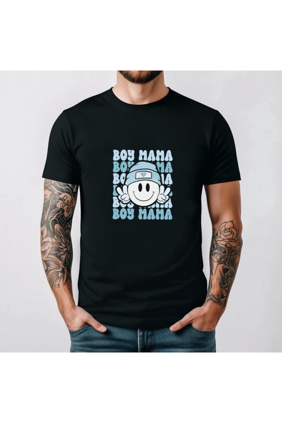 Boy Mama Retro Family Sons Love Cute Heart Vintage Style Graphic T-shirt, up to size 5XL.