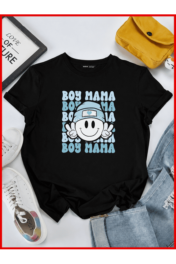 Boy Mama Retro Mom Of Sons Mother Day Cute Typography Unisex T-Shirt V60048, S-5XL