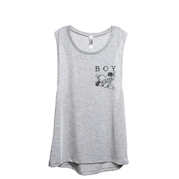 Boy Mama Tattoo Art Women's Fashion Sleeveless Muscle Workout Yoga Tank Top Sport Grey X-Large