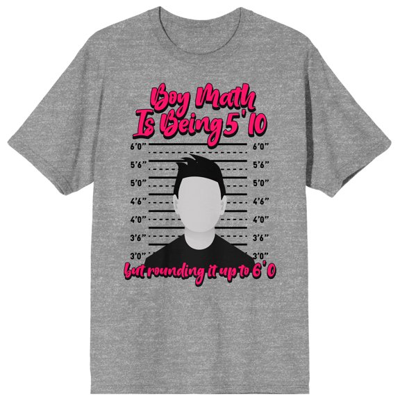 Boy Math is Being 5'10 But Rounding To 6' Women's Heather Gray Short Sleeve Tee-Small