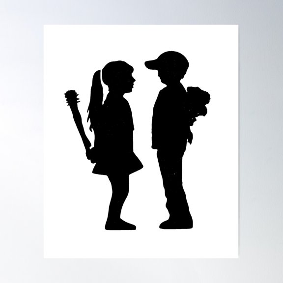 Boy Meets Girl Banksy Stencil Art Poster Wall Art, Modern Wall Decor For Living Room Bedroom, 24x36 UNFRAMED