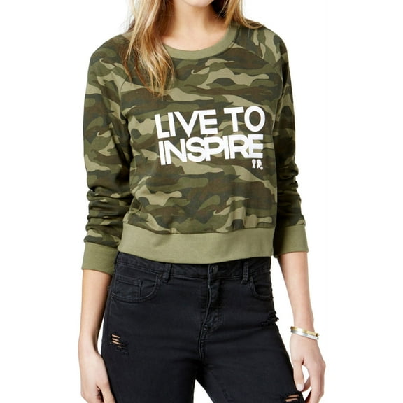 Boy Meets Girl. Cotton Live To Inspire Cropped Sweatshirt Camowhite L
