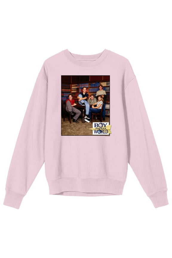 Boy Meets World Characters Adult Pink Crew Neck Sweatshirt-Medium