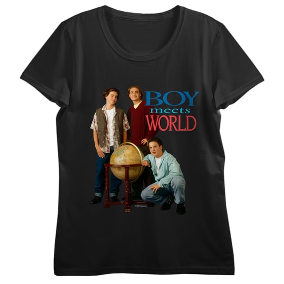 Boy Meets World Globe Group Art Crew Neck Short Sleeve Women's Black T-shirt
-3XL