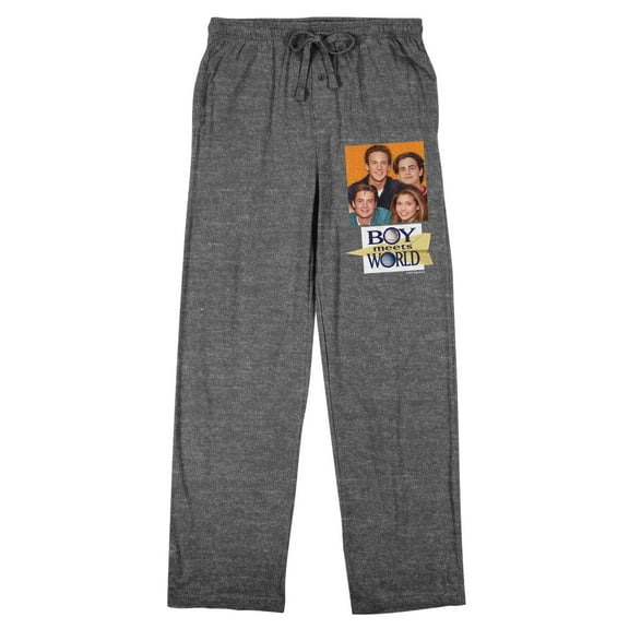 Boy Meets World Main Cast & Logo Men's Heather Gray Sleep Pajama Pants-XXL