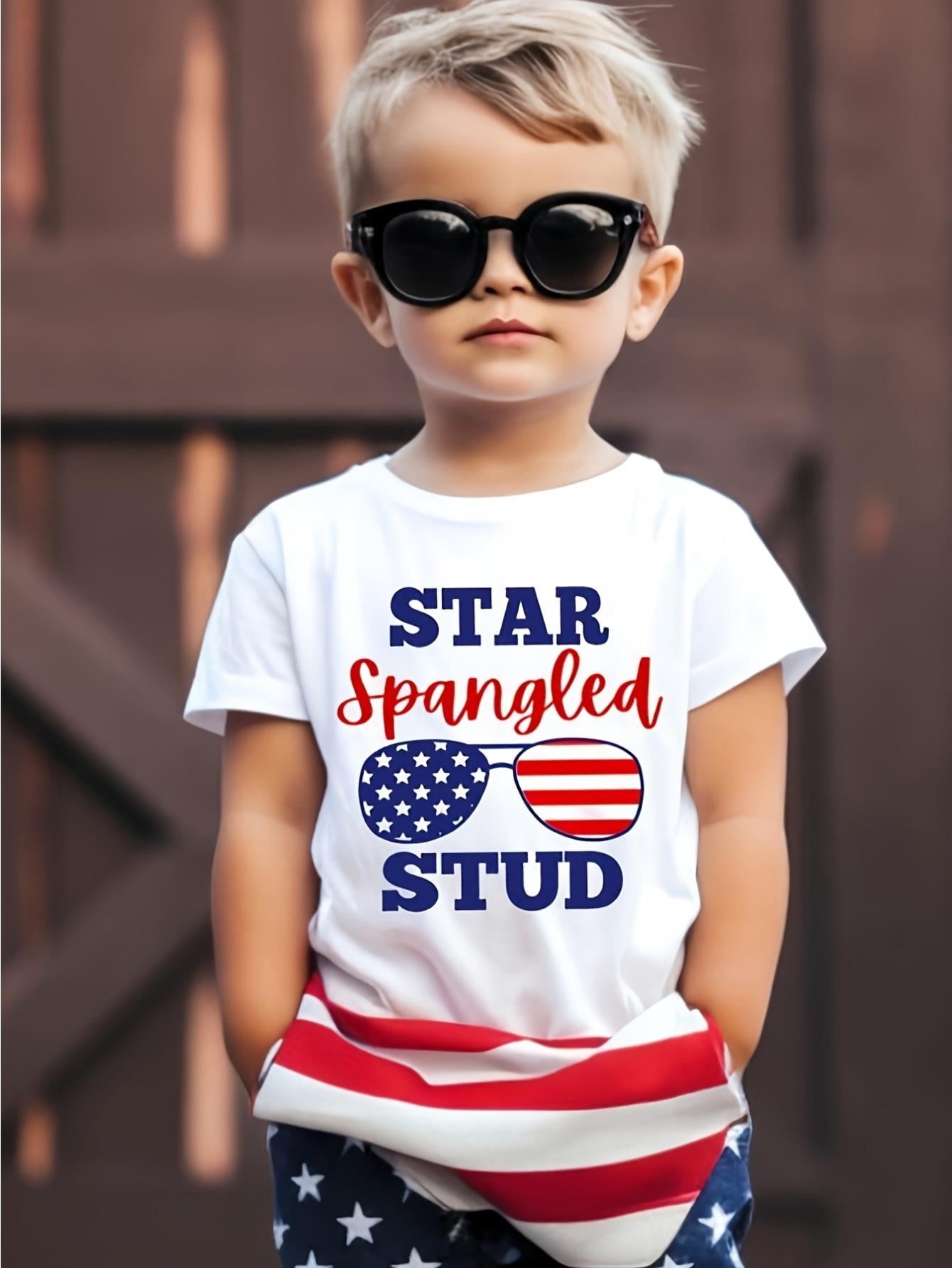 Boy Memorial Day Shirt Star Spangled Stud Fourth Of July Outfit 4th Of ...