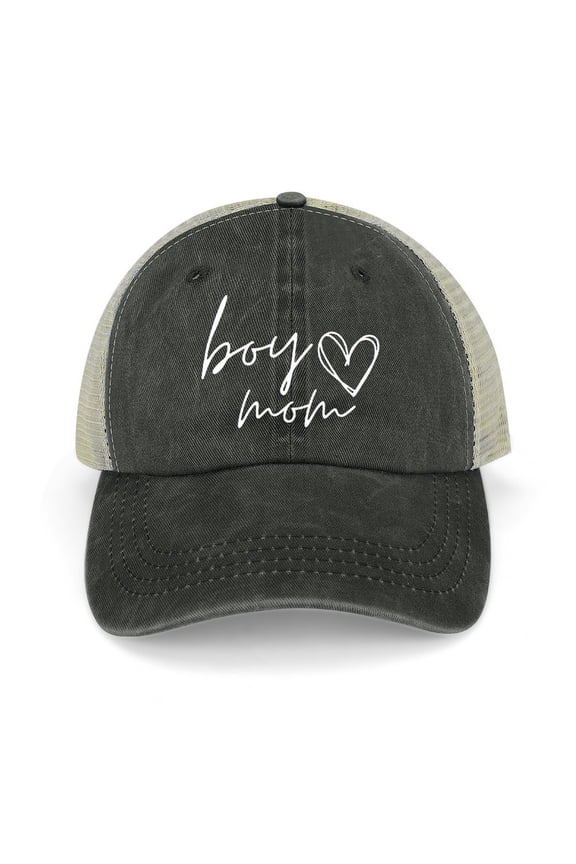 Boy Mom Black Hat Adjustable Funny Fashion Unisex Baseball Cap for Men Women