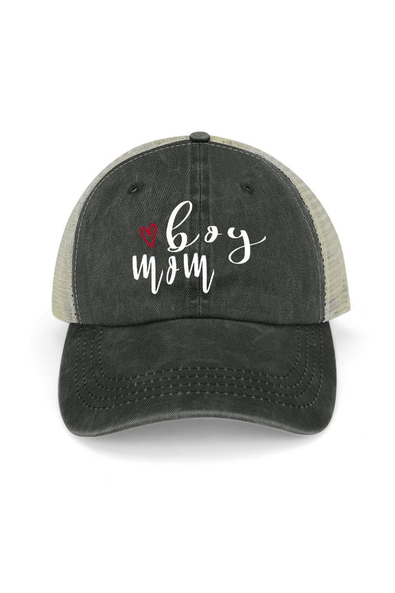 Boy Mom Black Hat Adjustable Funny Fashion Unisex Baseball Cap for Men Women