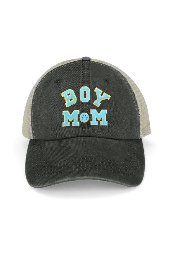 Boy Mom Black Hat Adjustable Funny Fashion Unisex Baseball Cap for Men Women