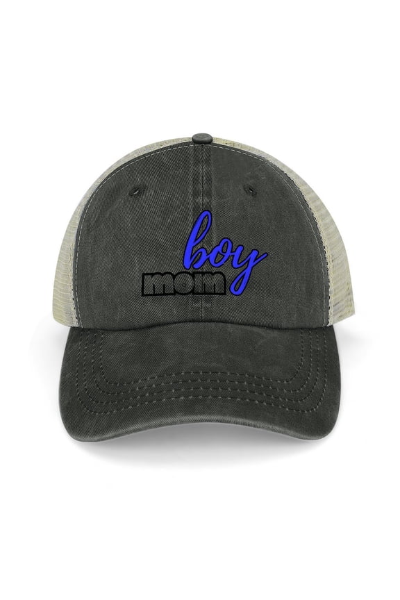 Boy Mom Black Hat Adjustable Funny Fashion Unisex Baseball Cap for Men Women