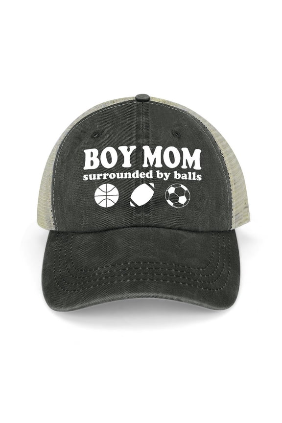 Boy Mom Black Hat Adjustable Funny Fashion Unisex Baseball Cap for Men Women