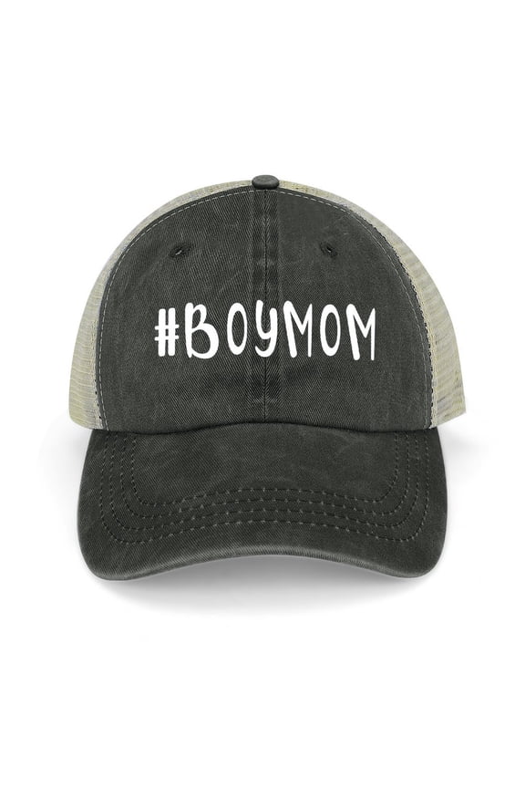 Boy Mom Black Hat Adjustable Funny Fashion Unisex Baseball Cap for Men Women
