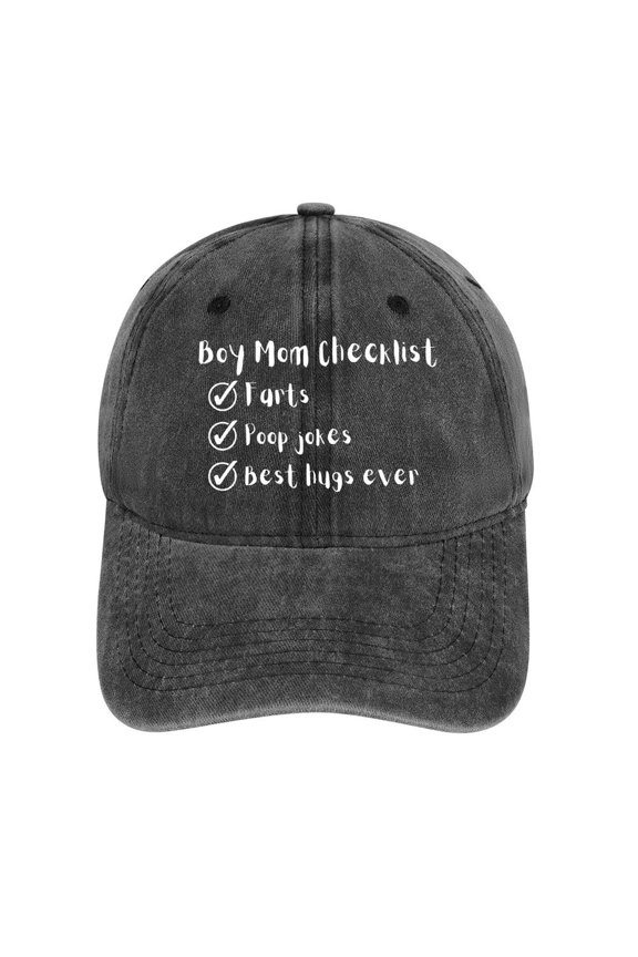 Boy Mom Charcoal Hat Adjustable Funny Fashion Unisex Baseball Cap for Men Women