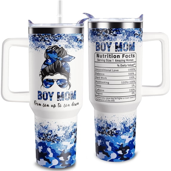 Boy Mom Gifts,40oz MamaTumbler With Handle Lid And Straw,Birthday,Christmas,Thanksgiving,Mother''s Day Gifts For Boy Mom From Husband,Son,Camo Mama Coffee Cups Travel Mug