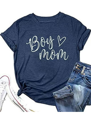 EQWLJWE Boy Mom Shirt for Women Mom Shirts Mother Gifts T Shirt Mom of Boys  Funny Tops Tees 