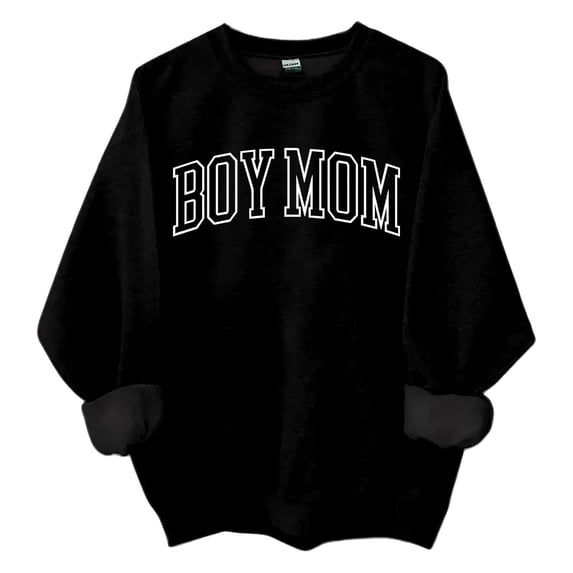 Boy Mom Sweatshirt Soft Basic Fall Fashion Outfits Baggy Hoodie Pullover Loose Fit Long Sleeve Tops Womens Crewneck Sweatshirts Unisex Adult Crewneck Sweatshirt Womens Sweatshirts No Hood