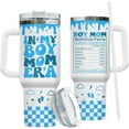 thumbnail image 1 of Boy Mom Tumbler 40oz - Mothers Day Birthday Gift - Stainless Steel Insulated Cup with Handle & Straw - Nutrition Facts Design, 1 of 6