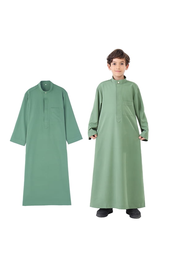 Boy Thobe Long Sleeve Zipper Green Long Thobe Boys Eid Outfits Boys Clothes Size 4-5 Years