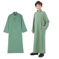 thumbnail image 1 of Boy Thobe Long Sleeve Zipper Green Long Thobe Prayer Dress 5-6 Years Boy Clothes, 1 of 9