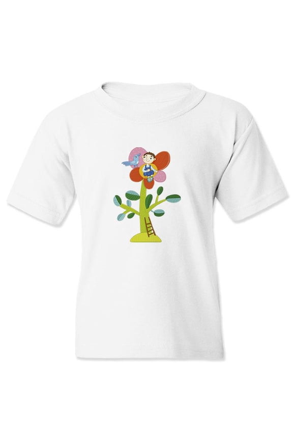 Boy On The Top Of A Flower T-Shirt Juniors -Image by Shutterstock, Large