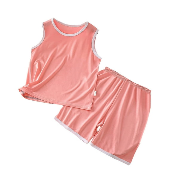 Children's Summer Vest Shorts Set Crew Neck T-Shirt Casual Shorts Sets School Outdoor Activities Boy Summer Clothes Baby Boy Outfits 6-7 Years