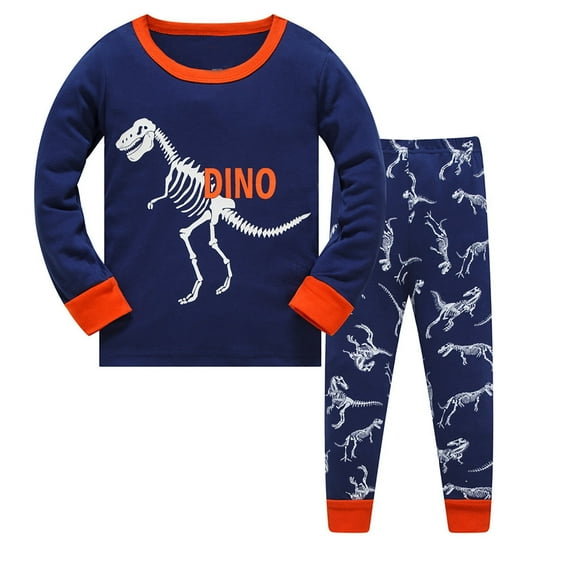 Boy Outfits 3t Toddler Baby Boys Pajamas Kids 2 Piece Pj's Long Sleeve Dinosaur Sleepwear Clothes Set Outfits,Z3-Dark Blue