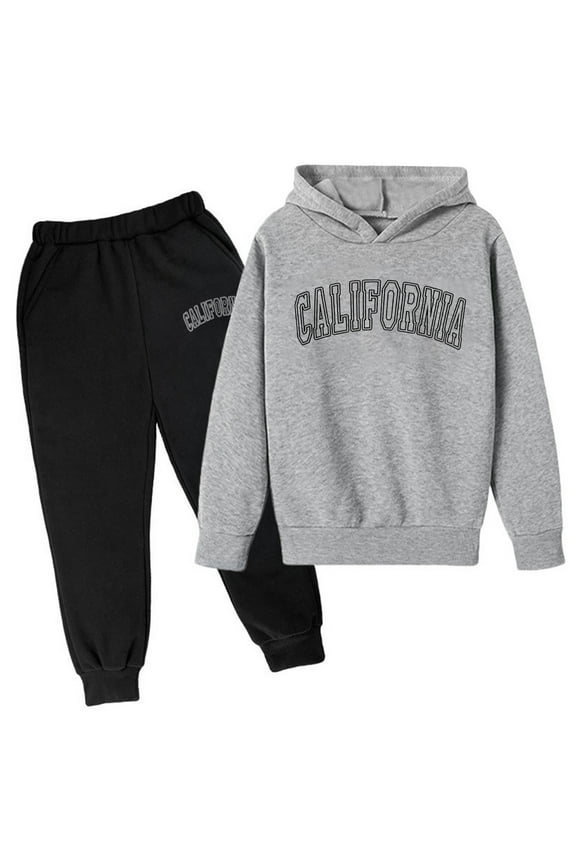 Boy Outfits 4T Hoodies Children's Hoodie Pullover Sweatshirt Set Popular Printed Hoodie Set On Underwear 2024 Casual Letter Printed Long Sleeve Out Wear 130, Dark Gray