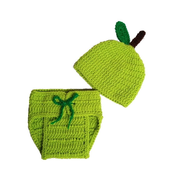 Boy Outfits Apple Knit Crochet Clothes Photography Props Comfortable Breathable Adorable Lightweight Green Outfit Sets