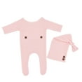 thumbnail image 1 of Boy Outfits Photography Prop Footed Romper Button Overalls Hat Comfortable Breathable Adorable Lightweight Pink Outfit Sets, 1 of 5