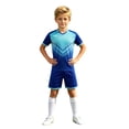 Boy Outfits Sets Gradient Short Sleeve Two Piece Practice Training ...
