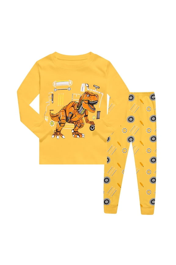 Boy Outfits Sets Long Sleeve Cartoon Personality Print Loose Birthday Hawaiian Casual Clothes