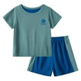 thumbnail image 1 of Boy Outfits Short Sleeve Sport Shirt and Mesh Kids Soccer Shorts Two Piece Tennis Outfit for Girls 5-6 Years, 1 of 3
