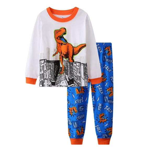 Boy Outfits Size 6 Toddler Baby Boys Girls Pajamas Kids 2 Piece Pj's Long Sleeve Cartoon Animals Dinosaur Sleepwear Clothes Set Outfits,Z10-White