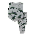 thumbnail image 1 of Boy Outfits Soft Pajamas Cartoon Prints Long Sleeves Kid Sleepwear Top Pants Sets Baby Boy Clothes Grey 2 Years-3 Years, 1 of 2