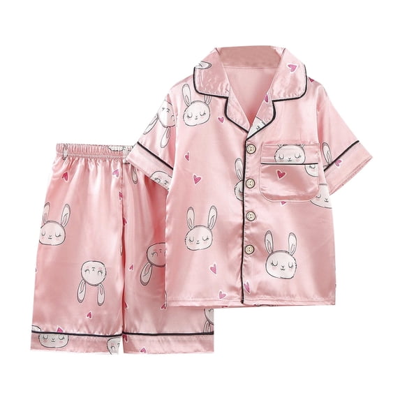 Boy Outfits Summer Boys Girls Cartoon Thin Lapel Short Sleeve Home Wear Outfits Shirt Tops Shorts Baby Clothes Boy PK1 3 Years-4 Years