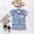 thumbnail image 1 of Boy Pajama Set Blue Button Down Sleepwear Set Sleepwear Loungewear Set Cute Pjs for Girls 6-12 M, 1 of 2