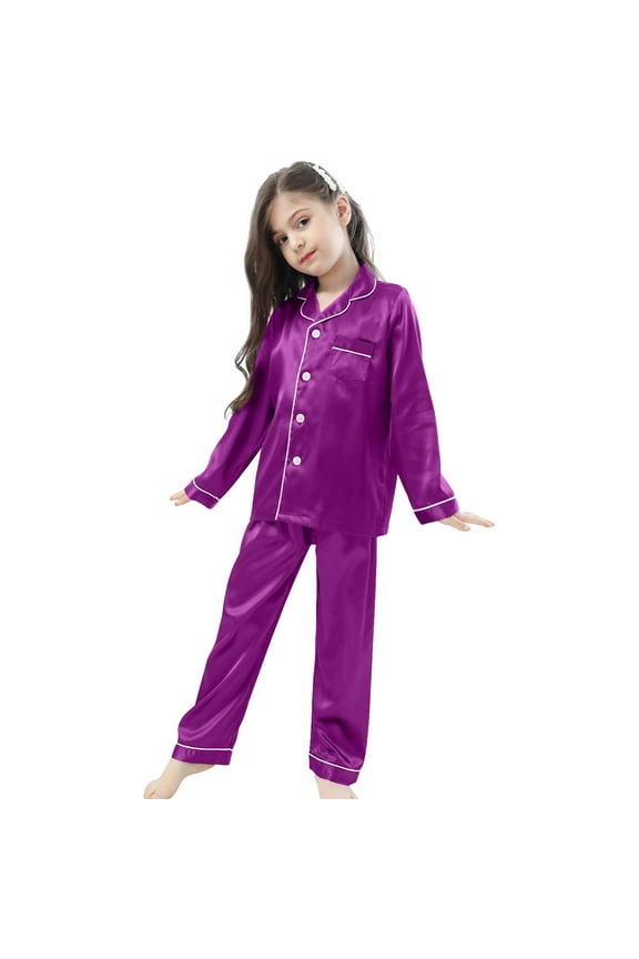 Boy Pajama Set Purple Button Down Solid Tops T Shirt Set Pajamas Sleepwear Outfits Toddler Boy Clothes 12-24 Months