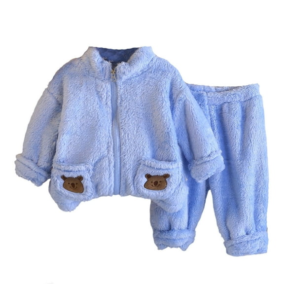 Boy Pajamas Boys Toddler Pajama Sets Long Sleeve Top and Pants Winter Thermal Soft Warm Cozy Sleepwear and Loungewear Kids Pjs Blue 3 Years-4 Years