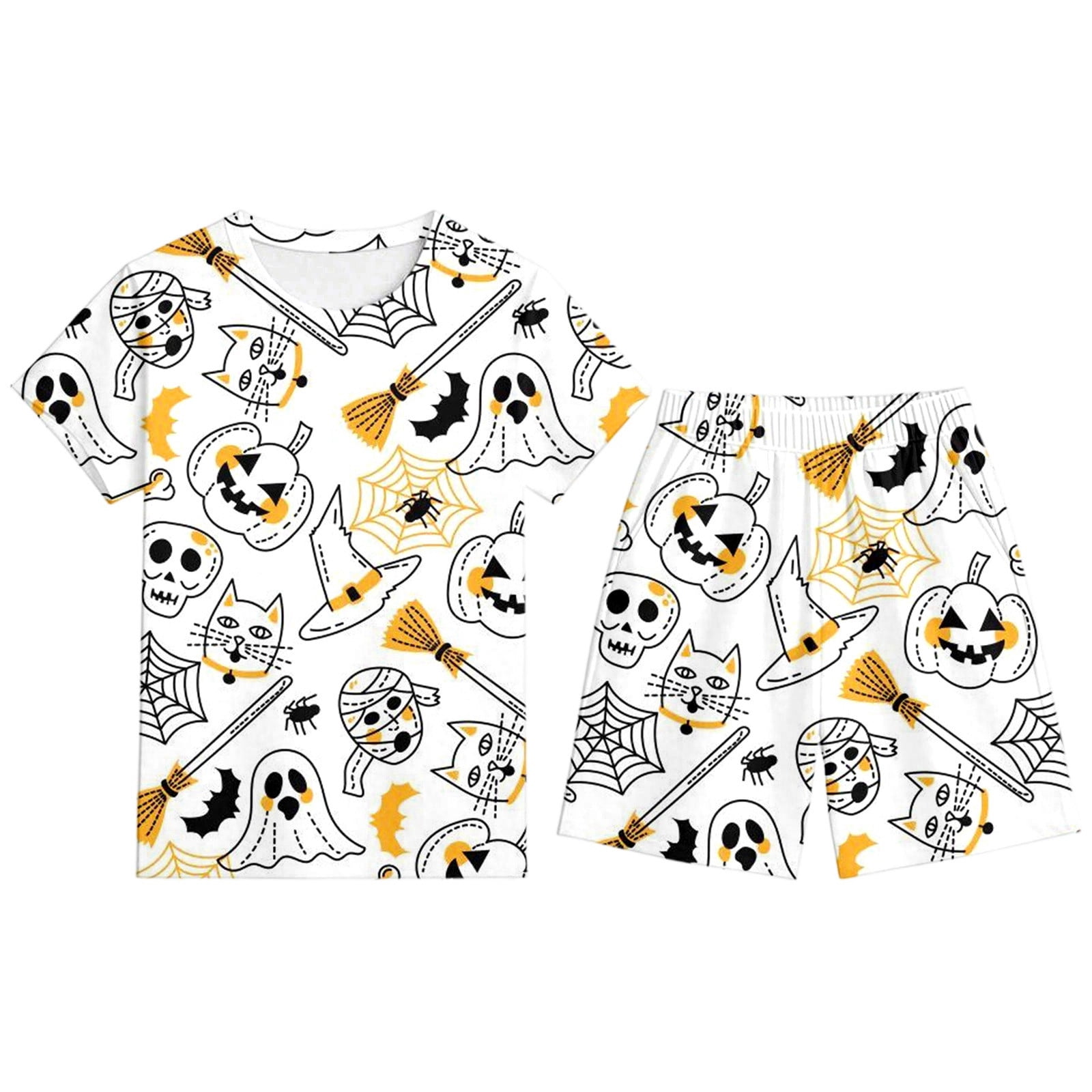 Boy Pajamas Halloween Theme Pajama Set Toddler Kids Pumpkin Spider Web ...
