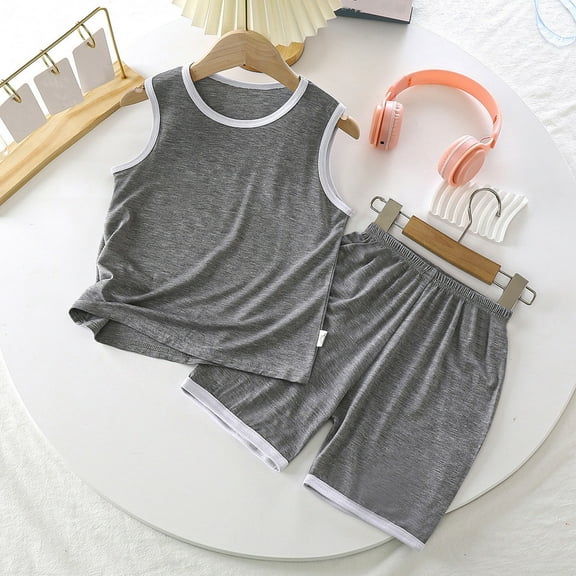 Boy Pajamas Set Gray Pullover Crewneck Soft Pjs Sleepwear Outfits Toddler Girl Pajamas 4T