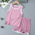 thumbnail image 1 of Boy Pajamas Set Pink Crewneck Top Trousers Spring Fall Clothes Girl Pjs Size 3T, 1 of 3
