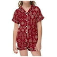 thumbnail image 1 of Boy Pajamas Size 8  Kid's Summer Homewear Boys Girls Printed Short Sleeve T Shirt Short Pants Pajamas Suits Children's Clothing Z0C-Brick Red, 6-7 Years, 1 of 4