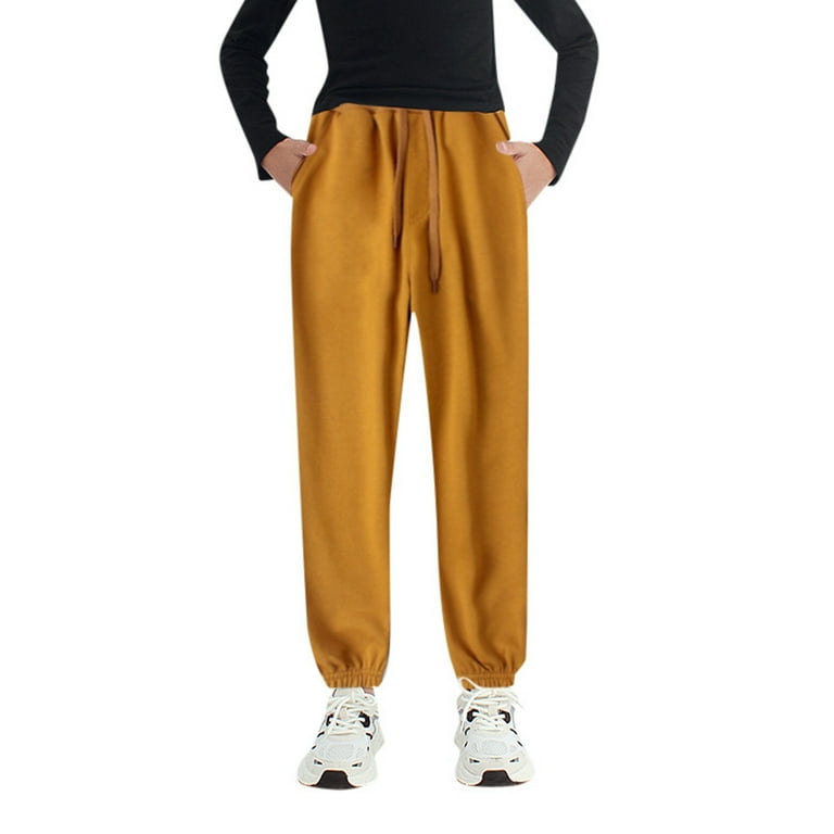 Boy Pants Boys Girls Active Pants Jogger Sweatpants with Pockets Warm Kids Trousers Casual Solid Pants Baby Boy Pants Color Gold Size 10 12 Years Walmart
