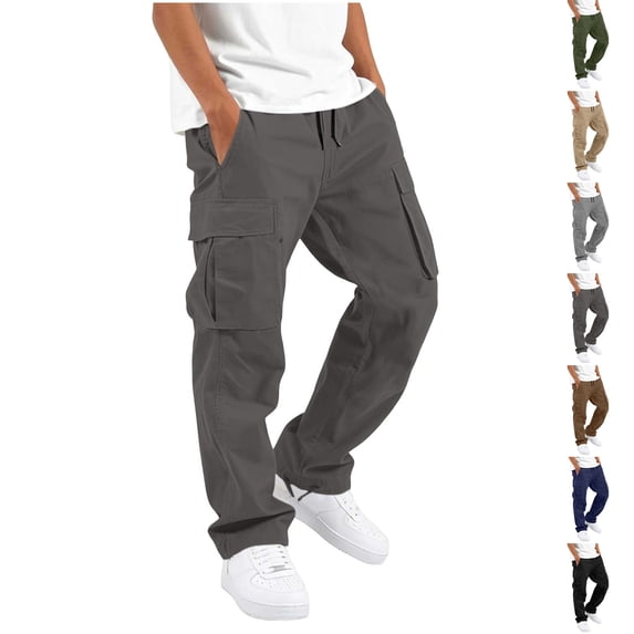 Boy Pants Children's Solid Color Loose Casual Fashionable Elastic Waist Casual Sports Workwear Pants Kids Dark Gray 12-13Years