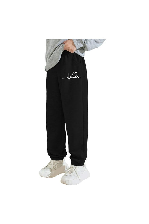 Boy Pants Size 8 Boys Lined Pants Boys Athletic Sweatpants Basic Fleece Jogger Track Pants for Boys Black 6-7 Years