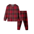 thumbnail image 1 of Boy Plaid Pajamas Set Sleep Shirt and Pants 2 Piece Tween Sleepwears Winter Warm Pajamas Set 13-14 Years, 1 of 2