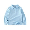 thumbnail image 1 of Boy Polo Shirt Boy Long Sleeve Shirt Sky Blue Polo Shirt for Boys Casual Blouse Tops Pullover for Toddler Boy, 1 of 3