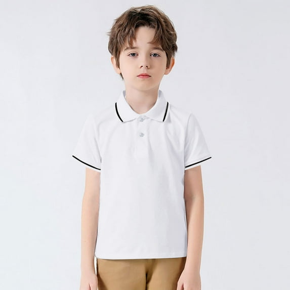 Boy Polo Shirt Boys Short Sleeve Polo ShirtsWhiteShirt Boys Rugby Shirt for Teen Boy