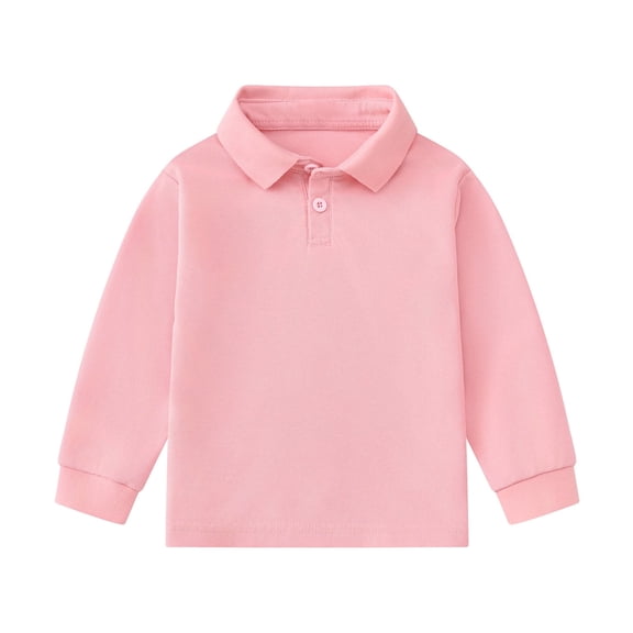 Boy Polo Shirt Long Sleeve Polo Pink Shirt Boys Summer Shirt for Toddler Boy